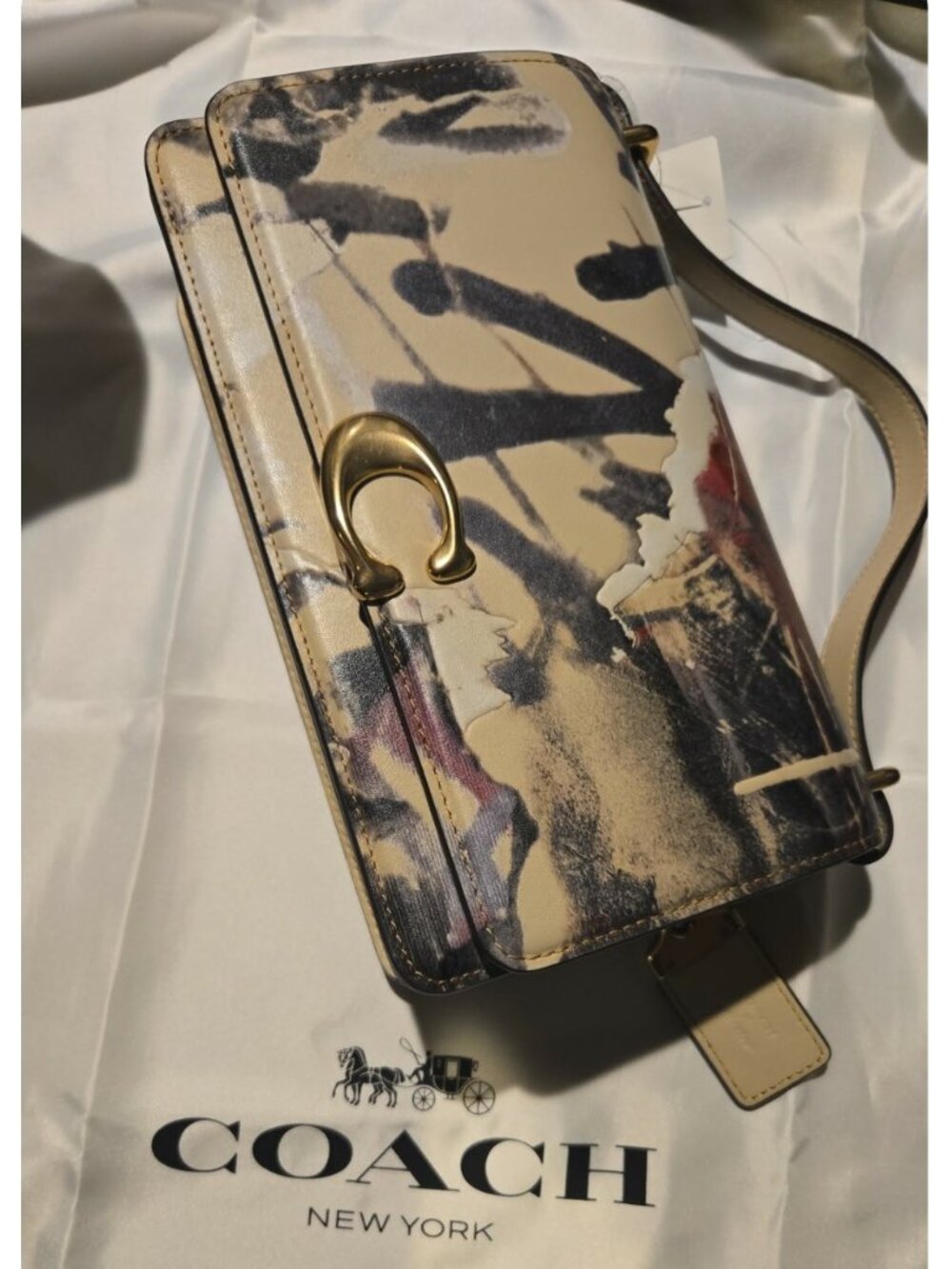NWT Coach Bandit Shoulder Bag C X MS, ivory multi